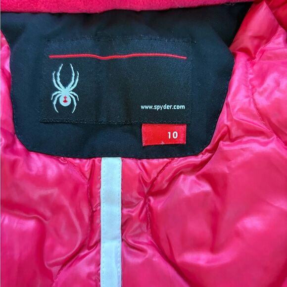 Spyder Duck Down Winter Jacket Black Shell Pink Interior Womens Size 10 Medium - Picture 12 of 16